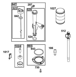 Lubrication Group Diagram and Parts List for 44U877-0003-B5 400000 - 699999 Briggs and Stratton Engine